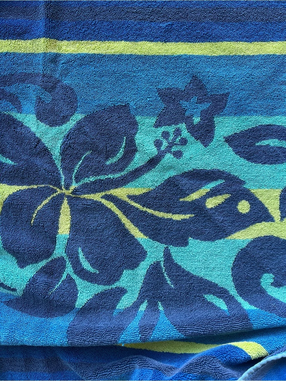 KIRKLAND Extra-Large Beach Towel 67x36 Blue Aloha Egyptian Cotton Made in Egypt